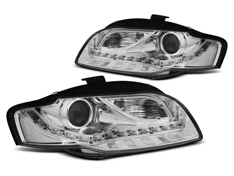 Mai ieftin Set de faruri tuning potrivit pentru Audi A4 B7 2004-2008 cu bază cromată, stânga și dreapta