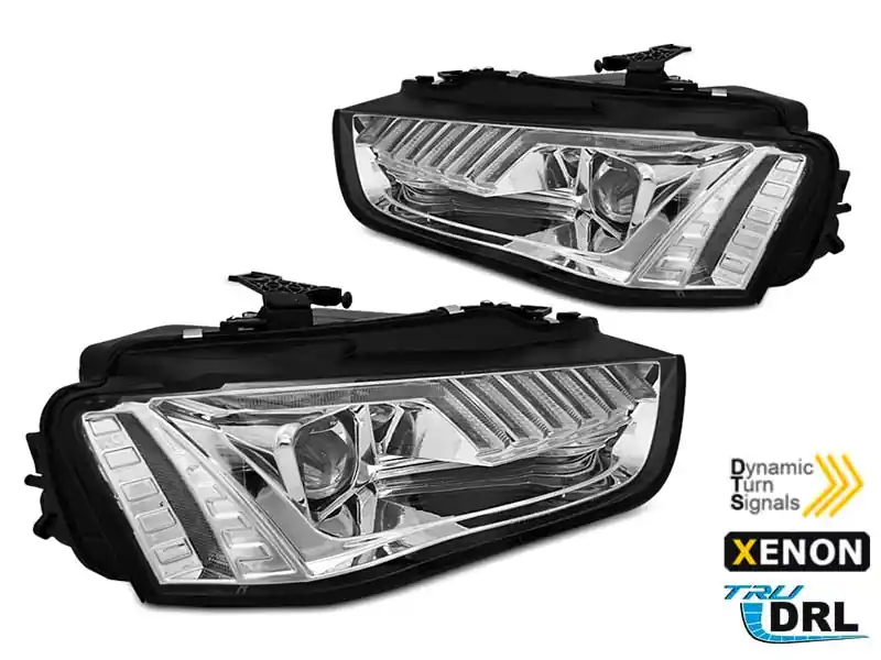 Kit de faruri xenon potrivit pentru Audi A4 B8 2012-2015 cu semnalizator dinamic, bază cromată, stânga și dreapta Cumpără online