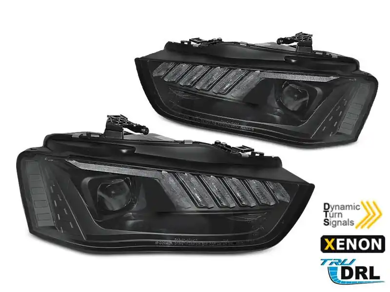 Retur gratuit Kit de faruri xenon potrivit pentru Audi A4 B8 2012-2015 cu semnalizator dinamic, bază neagră, stânga și dreapta