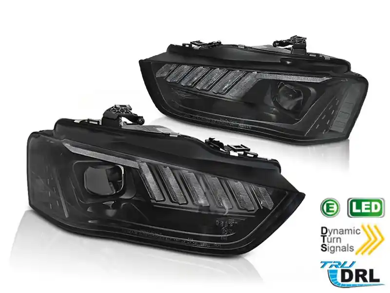 Livrare expres Set de faruri LED potrivit pentru Audi A4 B8 2012-2015 cu semnalizator dinamic pentru modelul cu faruri halogen din fabrică, bază neagră, stânga și dreapta