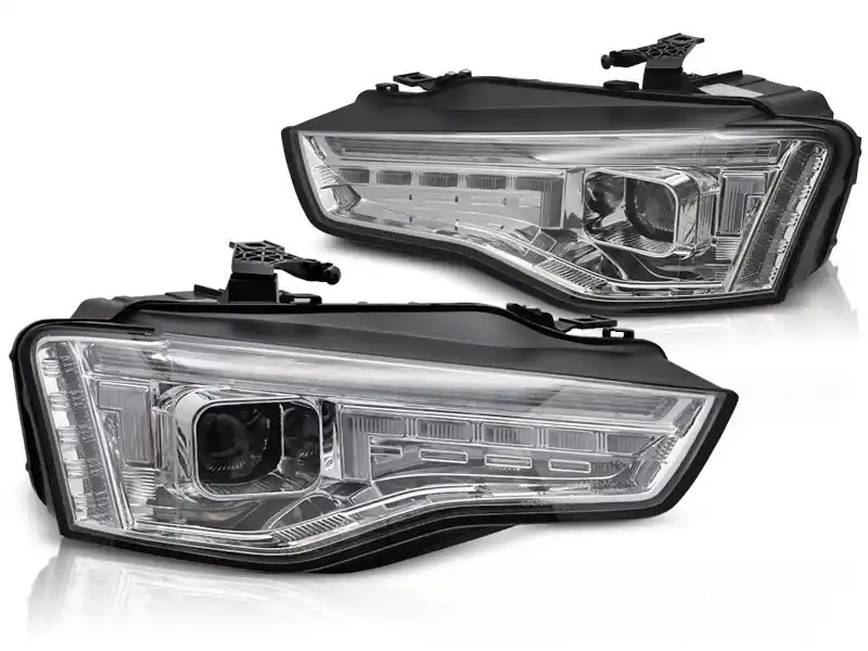 Kit de faruri xenon potrivit pentru Audi A5 2011-2016 cu semnalizator dinamic, bază cromată, pentru modelul cu lumini DRL, fără AFS, stânga și dreapta Preț promoțional