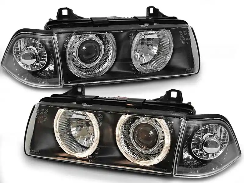 Cel mai bun preț Set de faruri de tuning cu ochi de înger halogen potrivit pentru BMW 3 E36 12.1990-08.1999 coupe/cabriolet, stânga și dreapta