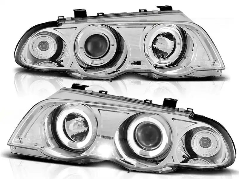 Kit de faruri de tuning cu ochi de înger halogeni potrivit pentru BMW 3 E46 05.1998-08.2001 sedan/combinate, stânga și dreapta Plată sigură