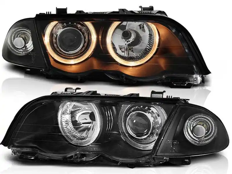 Set de faruri tuning cu ochi de înger halogen, potrivit pentru BMW 3 E46 05.1998-08.2001 sedan/combinate, stânga și dreapta Mai ieftin