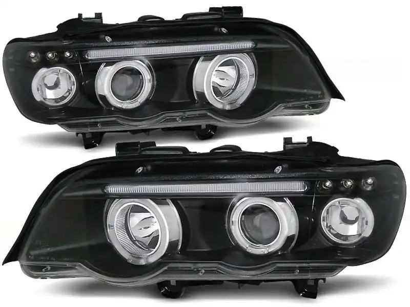Kit de faruri tuning cu ochi de înger halogen potrivit pentru BMW X5 E53 09.1999-10.2003, stânga și dreapta Cel mai vândut