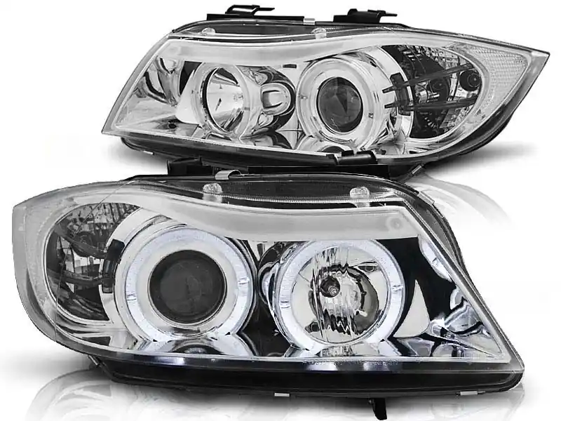 Kit de faruri tuning cu ochi de înger halogen potrivit pentru BMW 3 E90/E91 03.2005-08.2008, stânga și dreapta Reducere extra