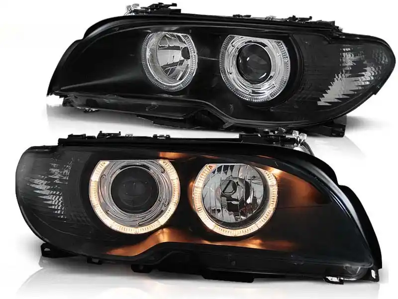 Kit de faruri tuning cu ochi de înger halogen, potrivit pentru BMW 3 E46 04.2003-2006 coupe/cabriolet, stânga și dreapta Plată securizată