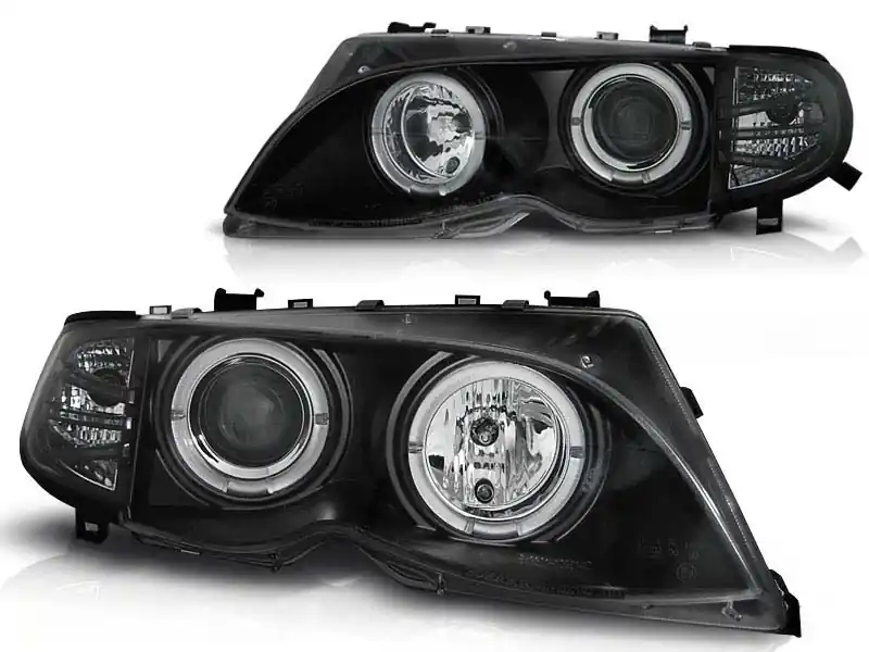 Preferatul clienților Set de faruri de tuning cu ochi de înger halogen potrivit pentru BMW 3 E46 09.2001-03.2005 sedan/combina, stânga și dreapta