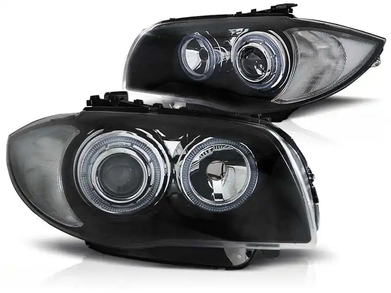 Set de faruri tuning cu ochi de înger halogen, potrivit pentru BMW 1 E81 2004-2011 / E82 2007-2011 / E87 2004-2011 / E88 2007-2013, stânga și dreapta Chilipir