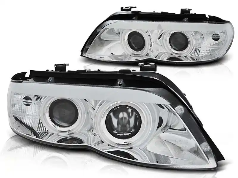 Plată securizată Kit de faruri tuning cu ochi de înger CCFL și bandă LED potrivit pentru BMW X5 E53 11.2003-2006, stânga și dreapta