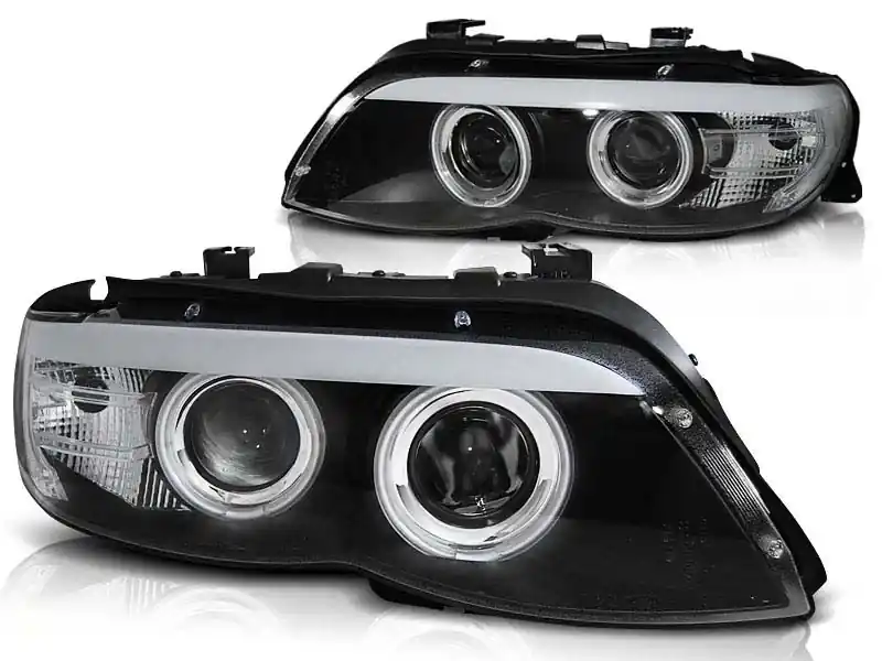 Set de faruri tuning cu ochi de înger CCFL și bandă LED potrivit pentru BMW X5 E53 11.2003-2006, stânga și dreapta Calitate înaltă