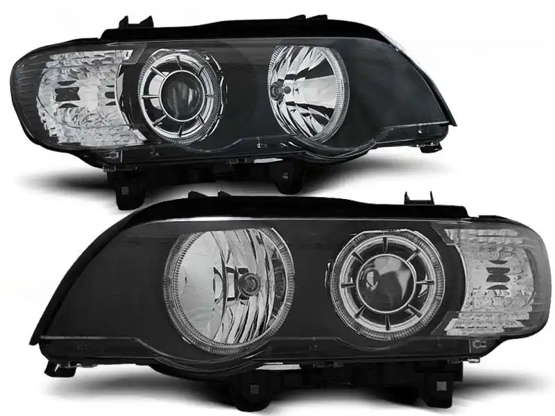 Set de faruri tuning cu ochi de înger LED, potrivit pentru BMW X5 E53 09.1999-10.2003, stânga și dreapta Lichidare de stoc