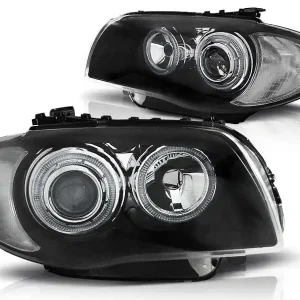 Calitate înaltă Set de faruri tuning cu ochi de înger LED, potrivit pentru BMW 1 E81 2004-2011 / E82 2007-2011 / E87 2004-2011 / E88 2007-2013, stânga și dreapta