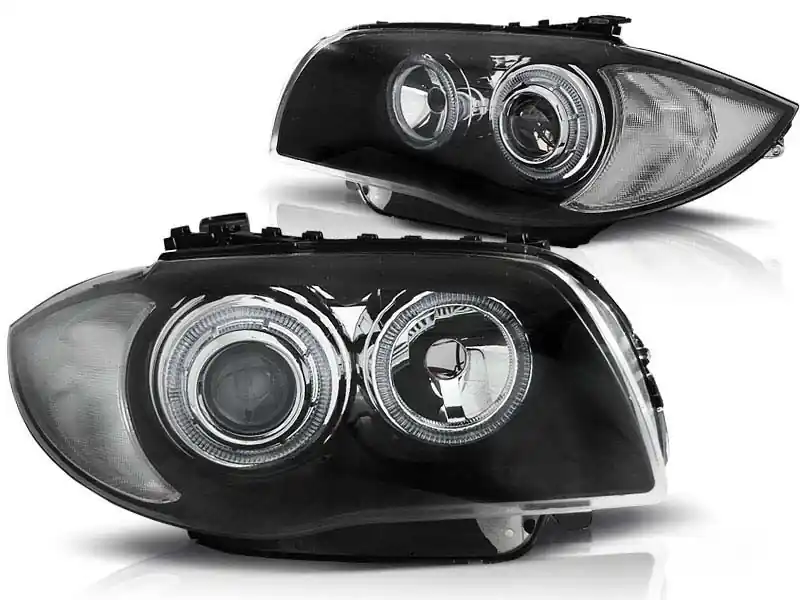 Calitate înaltă Set de faruri tuning cu ochi de înger LED, potrivit pentru BMW 1 E81 2004-2011 / E82 2007-2011 / E87 2004-2011 / E88 2007-2013, stânga și dreapta