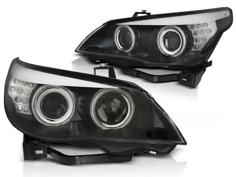 Set de faruri tuning cu ochi de înger CCFL, potrivit pentru BMW E60/E61 2003-2007, stânga și dreapta Reducere de preț