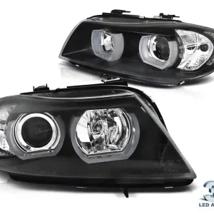 Bestseller Set de faruri tuning potrivit pentru BMW Seria 3 E90, E91 2005-2008 cu bază neagră, stânga și dreapta