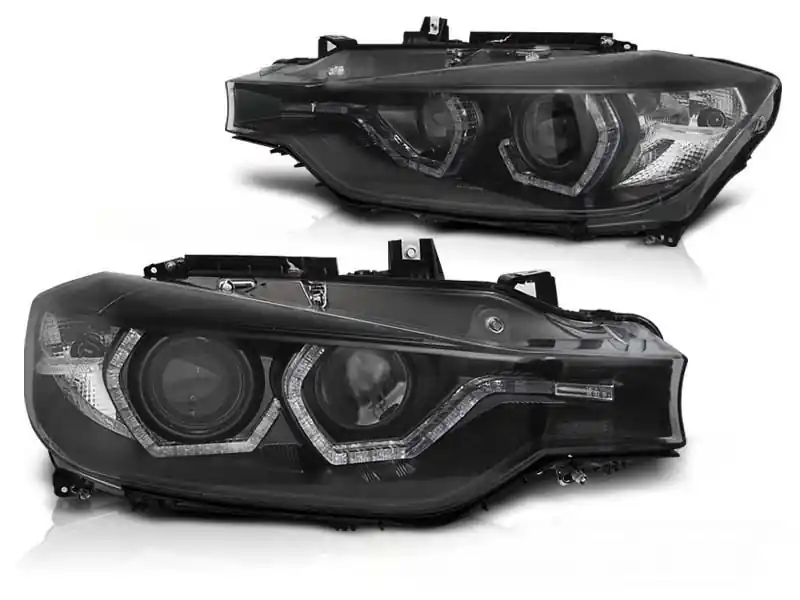 Set de faruri de tuning potrivit pentru BMW Seria 3 F30/F31 10.2011-05.2015 cu bază neagră, stânga și dreapta Preț redus