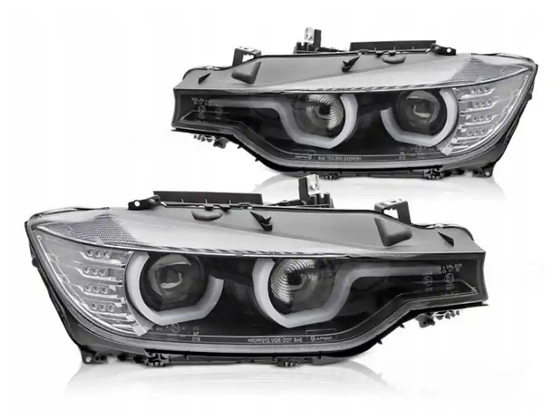 Preț redus Set de faruri LED de tuning potrivit pentru BMW Seria 3 F30 sedan, F31 touring 10.2011-05.2015 cu bază neagră, stânga și dreapta