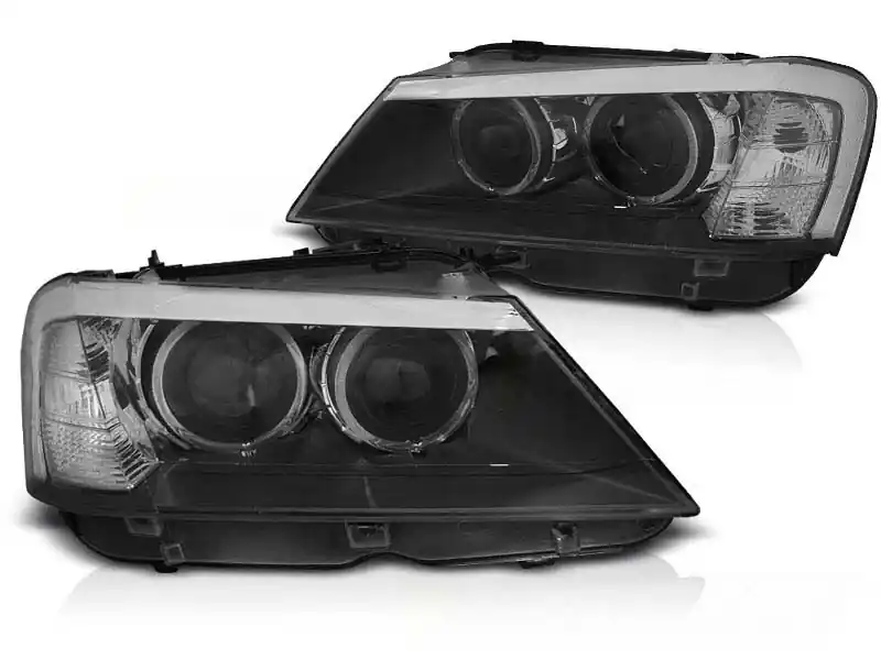 Lichidare de stoc Set de faruri de tuning potrivit pentru BMW X3 F25 2010-07.2014 cu bază neagră, stânga și dreapta