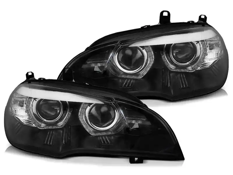 Calitate înaltă Kit de faruri xenon de tuning potrivit pentru BMW X5 E70 2007-2010 cu bază neagră, stânga și dreapta