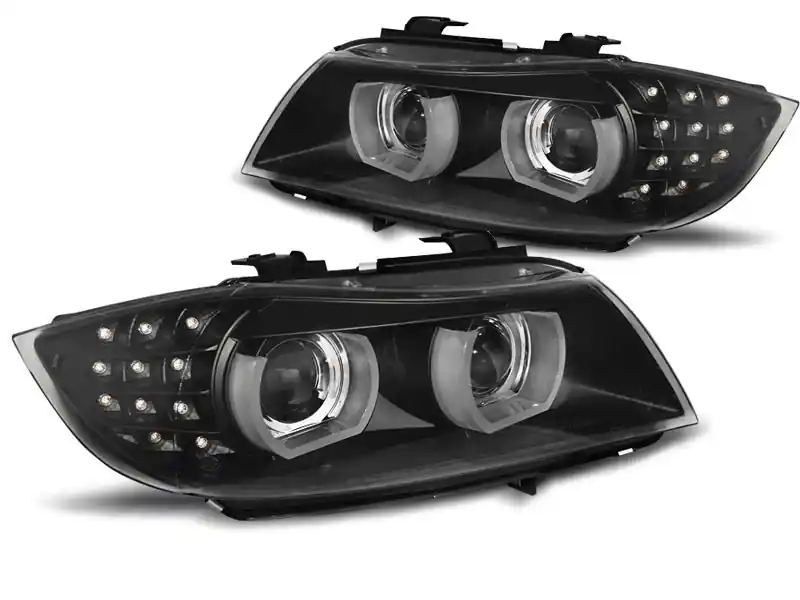 Reduceri Kit de faruri xenon de tuning potrivit pentru BMW Seria 3 E90, E91 2009-2011 cu bază neagră, stânga și dreapta pentru modele fără funcția AFS