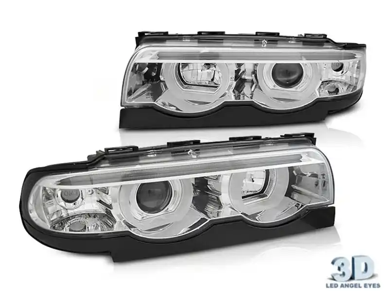 Set de faruri tuning potrivit pentru BMW Seria 7 E38 1994-2001 cu bază cromată, stânga și dreapta Ofertă limitată
