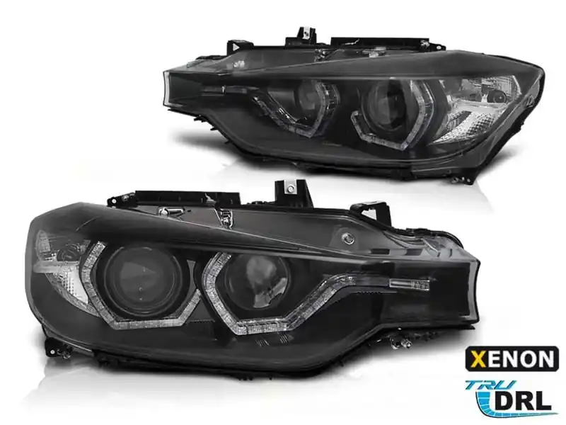Ofertă specială Kit de faruri xenon de tuning potrivit pentru BMW Seria 3 F30, F31 2011-2015 cu bază neagră, stânga și dreapta pentru modele fără funcția AFS
