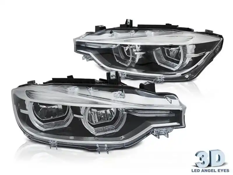 Set de faruri LED de tuning potrivit pentru BMW Seria 3 F30, F31 2015-2018 cu bază cromată, stânga și dreapta, pentru modelul cu faruri halogen Preț redus