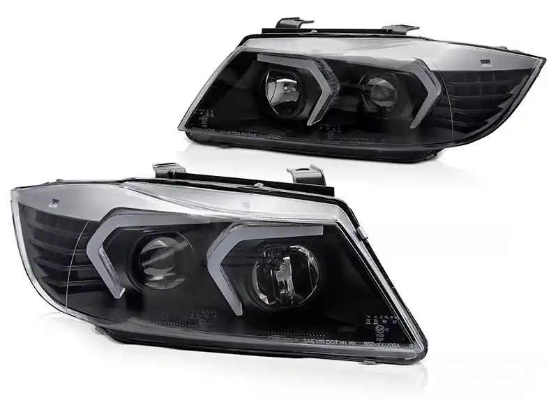 Set de faruri LED potrivit pentru BMW Seria 3 E90 sedan, E91 touring 2005-2008 cu bază neagră Cel mai bun preț