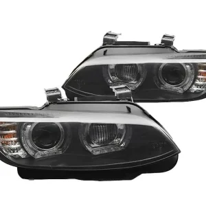 Calitate înaltă Set de faruri xenon potrivit pentru BMW Seria 3 E92 coupe, E93 cabrio 2006-2010 cu bază neagră, pentru modelele cu lumini DRL din fabrică, fără AFS, stânga și dreapta