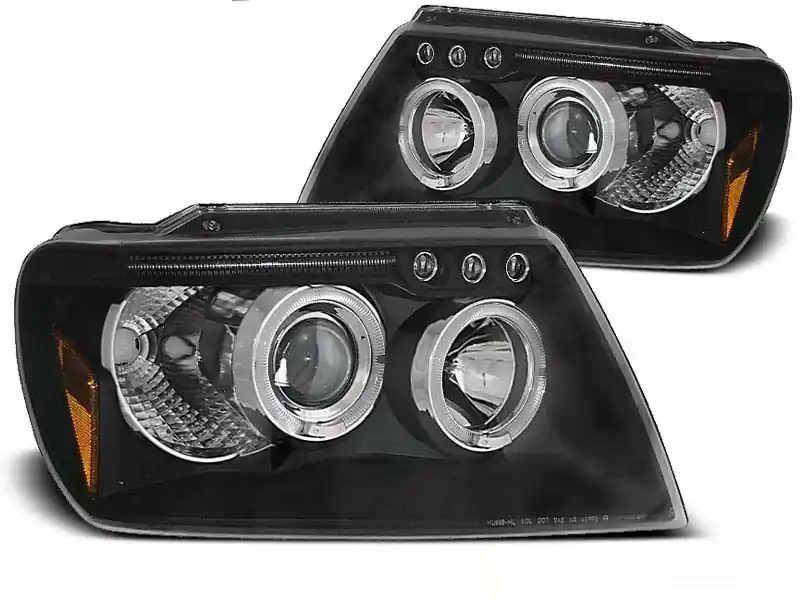 Set de faruri de tuning cu ochi de înger halogeni potrivit pentru Chrysler JEEP GRAND CHEROKEE 1999-05.2005, stânga și dreapta Livrare gratuită