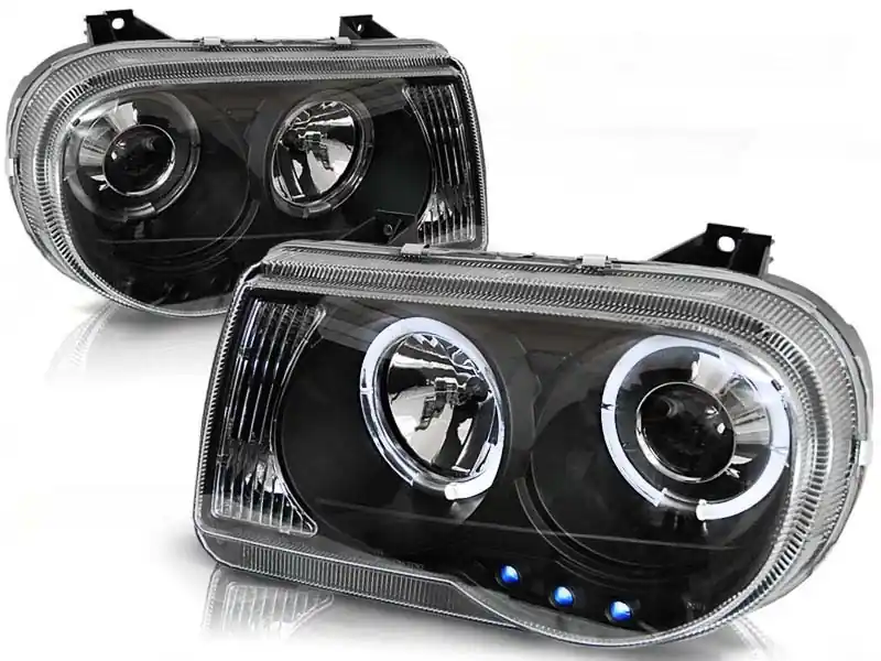 Calitate înaltă Kit de faruri tuning cu ochi de înger halogen, potrivit pentru Chrysler 300C 2005-2010 sedan/combinate, stânga și dreapta