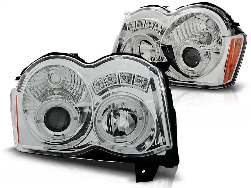 Cumpărături sigure Set de faruri de tuning cu ochi de înger halogeni, potrivit pentru Chrysler JEEP GRAND CHEROKEE 2008-2010, stânga și dreapta