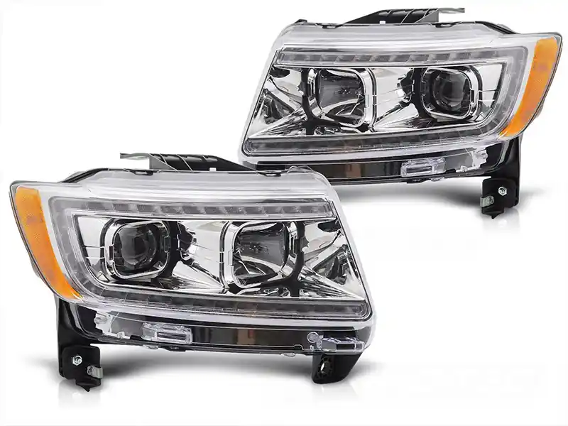 Ultima șansă Set de faruri tuning cu lumini LED potrivit pentru Jeep Grand Cherokee 2011-2013, stânga și dreapta