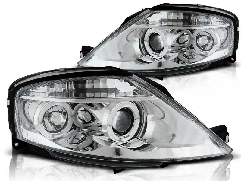 Discount Set de faruri tuning cu ochi de înger halogen potrivit pentru Citroen C3 03.2002-2009, stânga și dreapta
