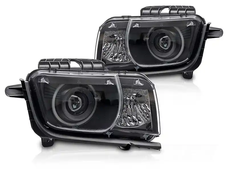 Set de faruri de tuning potrivit pentru Chevrolet Camaro 2009-2013 cu bază neagră, stânga și dreapta Ofertă specială