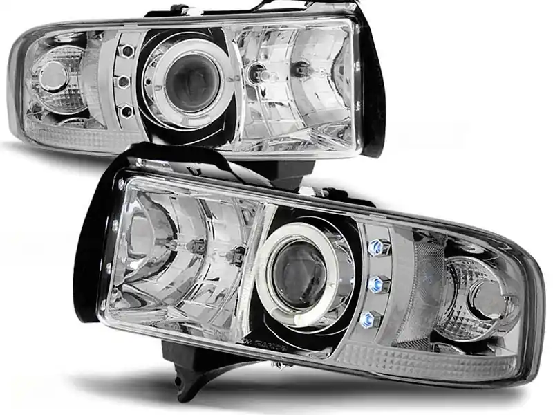 Cel mai bun preț Set de faruri tuning cu ochi de înger halogen, potrivit pentru Dodge RAM 1994-2001, stânga și dreapta