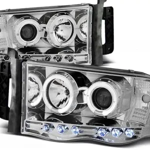Bestseller Kit de faruri tuning cu ochi de înger halogen potrivit pentru Dodge RAM 2002-2006, stânga și dreapta