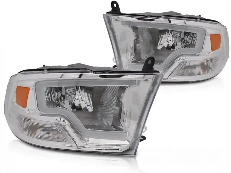 Ofertă exclusivă Kit de faruri de tuning cu lumini LED potrivit pentru Dodge Ram 2009-2018 cu bază cromată, stânga și dreapta