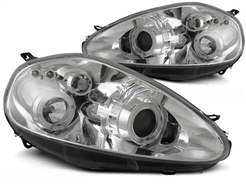 Set de faruri tuning cu ochi de înger halogen, potrivit pentru Fiat GRANDE PUNTO 09.2005-2008, stânga și dreapta Reducere specială