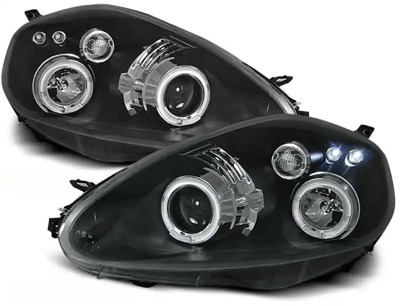 Set de faruri tuning cu ochi de înger halogen potrivit pentru Fiat GRANDE PUNTO 09.2005-2008, stânga și dreapta Livrare rapidă