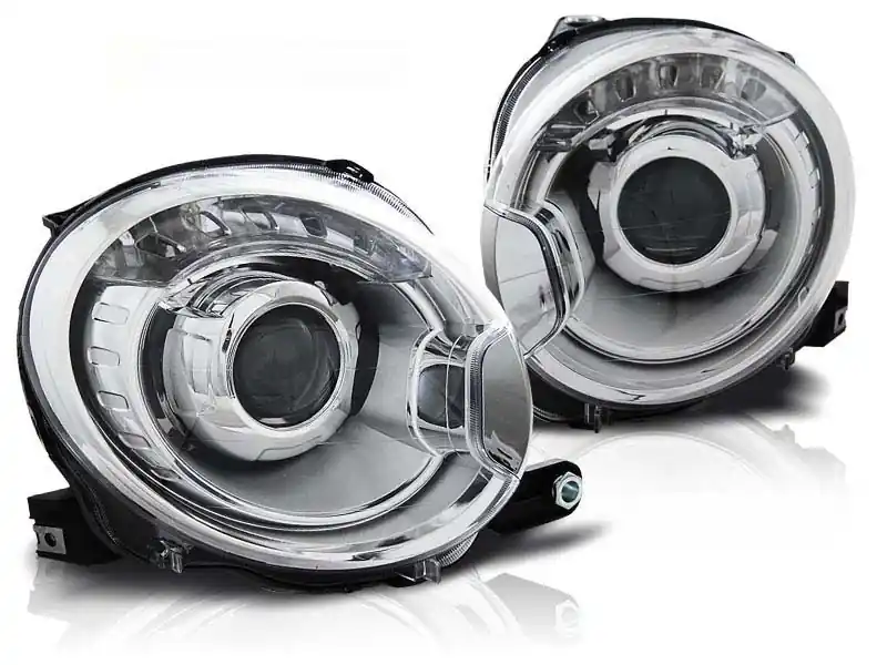 Preț mic Set de faruri de tuning cu lentile, potrivit pentru Fiat 500 după 2007, stânga și dreapta