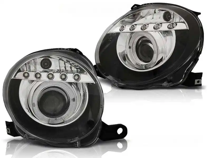 Ofertă limitată Set de faruri de tuning cu lumini LED potrivit pentru Fiat 500 după 2007, stânga și dreapta