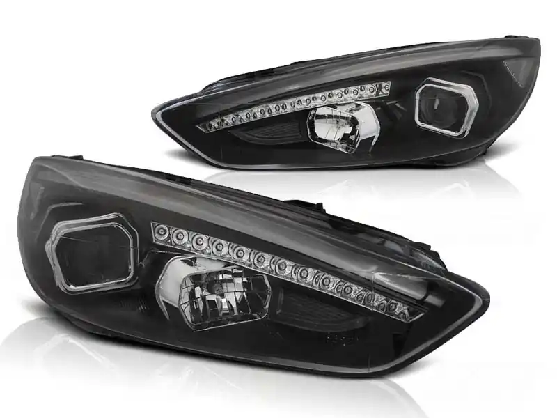 Discount Set de faruri de tuning potrivit pentru Ford Focus MK3 după 2015 cu bază neagră, stânga și dreapta