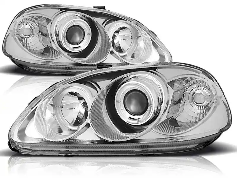 Noutate Set de faruri tuning potrivit pentru Honda Civic 03.1999-02.2001 cu bază cromată, stânga și dreapta