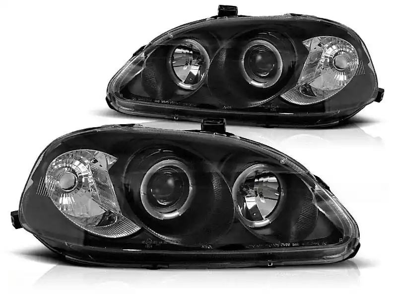 Discount Set de faruri de tuning potrivit pentru Honda Civic 03.1999-02.2001 cu bază neagră, stânga și dreapta