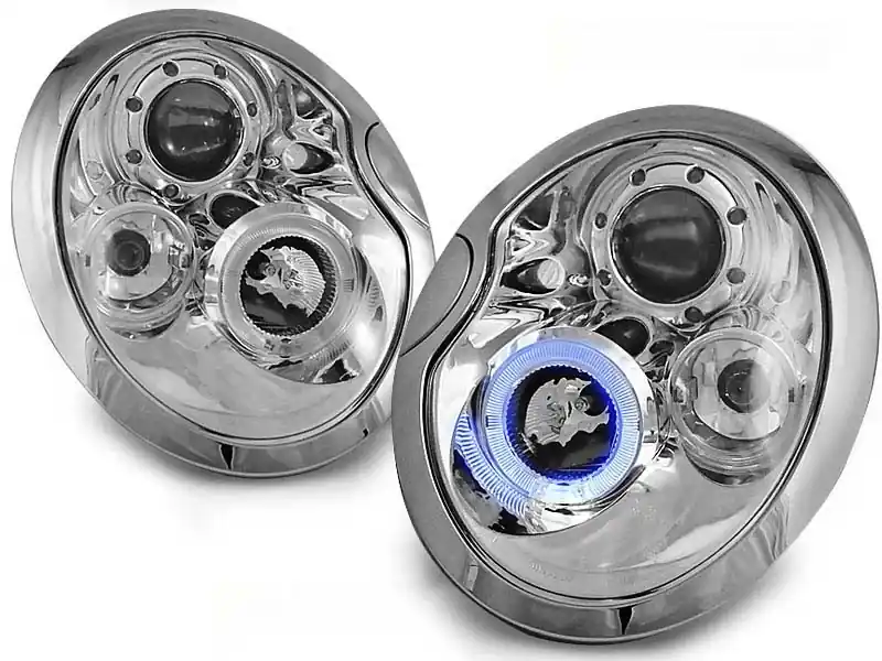 Kit de faruri tuning cu ochi de înger halogen, potrivit pentru MINI COOPER R50/R53 05.2001-10.2006, MINI COOPER R52 2004-2008, stânga și dreapta Discount