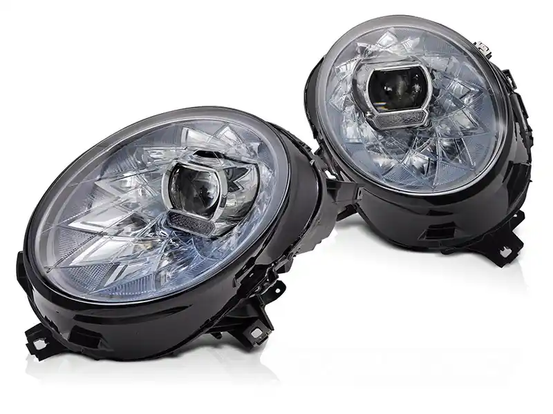 Set de faruri LED de tuning potrivit pentru Mini Cooper F54 Clubman 2015-2019, F55, F56 hatchback 2014-2021 cu bază cromată, pentru modelele cu lumini halogen din fabrică, cu semnale dinamice, cu func Transport gratuit