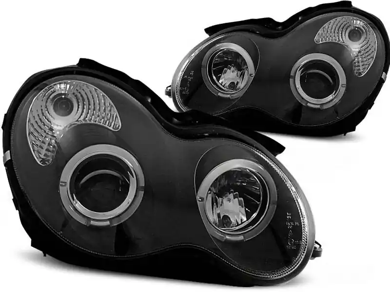 Set de faruri tuning potrivit pentru Mercedes C-Class W203 2000-2004, cu bază neagră, stânga și dreapta Doar azi