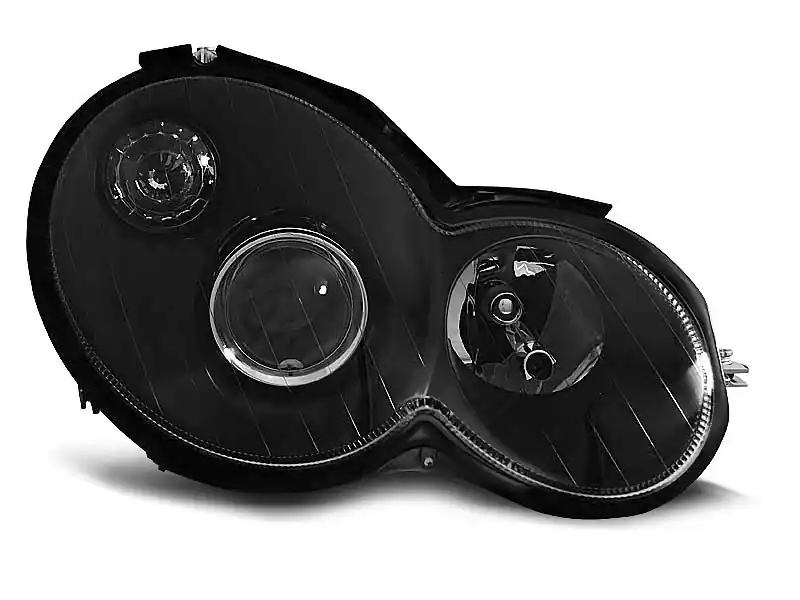 Set de faruri de tuning potrivit pentru Mercedes C-Class Sport Coupe CL203 2000-2004 cu bază neagră, stânga și dreapta Preț promoțional